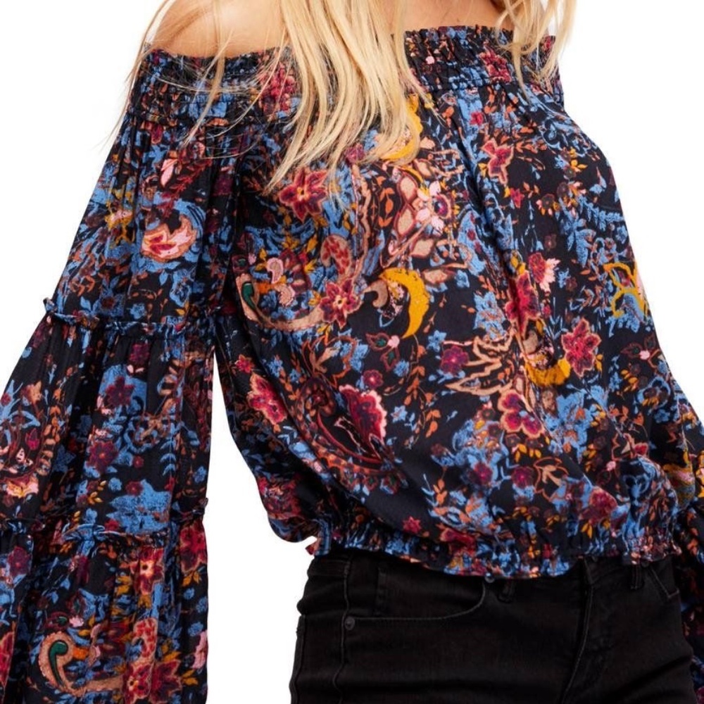 Free People Off The Shoulder Floral Top